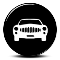 μαύρο εικονίδιο με άσπρο αυτοκίνητο σχεδιασμένο